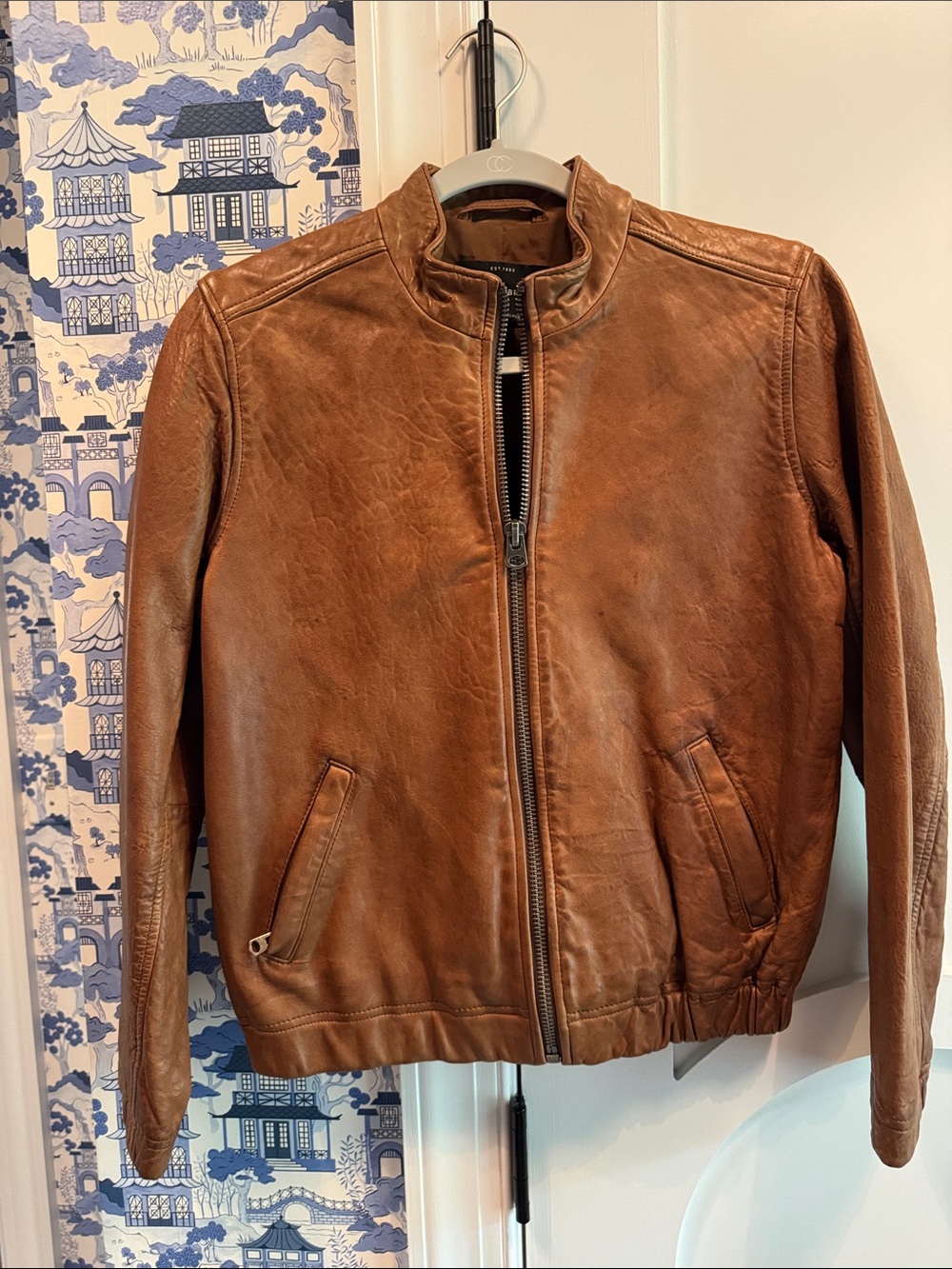 Lucky Brand Brown Leather Bomber Jacket